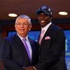 NEW YORK - JUNE 25:  NBA Commissioner David Stern poses for a photograph with the twenty first overall draft pick by the New Orleans Hornets,  Darren Collison during the 2009 NBA Draft at the Wamu Theatre at Madison Square Garden June 25, 2009 in New York