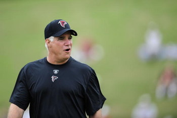 FLOWERY BRANCH, GA - MAY 9: Head coach Mike Smith of the Atlanta Falcons during minicamp at the Falcons Complex on May 9, 2009 in Flowery Branch, Georgia. (Paul Abell/Getty Images)