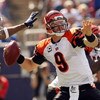 EAST RUTHERFORD, NJ - SEPTEMBER 21:  Carson Palmer #9 of the Cincinnati Bengals looks to pass as he is pressured by the New York Giants defense on September 21, 2008 at Giants Stadium in East Rutherford, New Jersey  (Photo by Elsa/Getty Images)