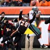 CINCINNATI - NOVEMBER 16: Leon Hall #29 of the Cincinnati Bengals knocks the ball away from DeSean Jackson #10 of the Philadelphia Eagles during the NFL game at Paul Brown Stadium on November 16, 2008 in Cincinnati, Ohio.  (Photo by Andy Lyons/Getty Image