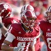 BLOOMINGTON, IN - NOVEMBER 01:  Tandon Doss #81 of the Indiana Hooisers celebrates on the field during the game against the Central Michigan Chippewas at Memorial Stadium on November 1, 2008 in Bloomington, Indiana.  (Photo by Andy Lyons/Getty Images)