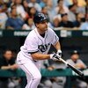 ST. PETERSBURG, FL - APRIL 15: Designed hitter Pat Burrell #5 of the Tampa Bay Rays bats against the New York Yankees at Tropicana Field on April 15, 2009 in St. Petersburg, Florida. All Major League Baseball players are wearing #42 in honor of Jackie Rob