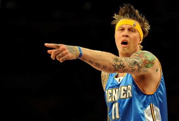 LOS ANGELES, CA - MAY 27:  Chris Andersen #11 of the Denver Nuggets points in the first half against the Los Angeles Lakers in Game Five of the Western Conference Finals during the 2009 NBA Playoffs at Staples Center on May 27, 2009 in Los Angeles, Califo