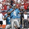 Carolina Panthers kicker John Kasay kicks a 47-yard, game-winning field goal  against the Tampa Bay Buccaneers September 24, 2006 in Tampa.  The Panthers defeated the Bucs 26 - 24.  (Photo by Al Messerschmidt/Getty Images)