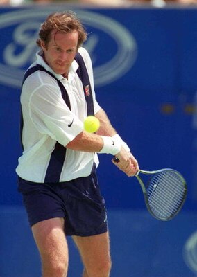 ATHENS - AUGUST 12:  Men's coach Pat McEnroe listens to questions during a press conference held by the USA Olympic tennis team on August 12, 2004 during the Athens 2004 Summer Olympic Games at the Main Press Center in Athens, Greece.  (Photo by Scott Hal