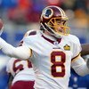 EAST RUTHERFORD, NJ - DECEMBER 7:  Quarterback Tim Hasselback #8 of the Washington Redskins throws against the New York Giants during their game on December 7, 2003 at Giants Stadium in East Rutherford, New Jersey.  (Photo by Al Bello/Getty Images)