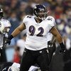NASHVILLE, TN - JANUARY 10:  Defensive tackle Haloti Ngata #92 of the Baltimore Ravens reatcs against the Tennessee Titans during the AFC Divisional Playoff Game on January 10, 2009 at LP Field in Nashville, Tennessee.  (Photo by Andy Lyons/Getty Images)