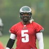 PHILADELPHIA - MAY 1: Quarterback Donovan McNabb #5 of the Philadelphia Eagles looks on during minicamp practice at the NovaCare Complex on May 1, 2009 in Philadelphia, Pennsylvania. (Photo by Hunter Martin/Getty Images)