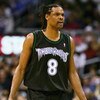LOS ANGELES - MARCH 31:  Latrell Sprewell #8 of the Minnesota Timberwolves looks on during a break in action against the Los Angeles Lakers on March 31, 2005 at Staples Center in Los Angeles, California. NOTE TO USER: User expressly acknowledges and agree
