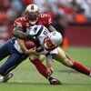 SAN FRANCISCO - OCTOBER 05:  Matt Cassel #16 of the New England Patriots is tackled by Patrick Willis #52 of the San Francisco 49ers during an NFL game on October 5, 2008 at Candlestick Park in San Francisco, California.  (Photo by Jed Jacobsohn/Getty Ima