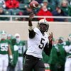 EAST LANSING, MI - NOVEMBER 08:  Justin Siller #5 of the Purdue Boilermakers throws a pass against the Michigan State Spartans at Spartan Stadium on November 8, 2008 in East Lansing, Michigan.  (Photo by Jim McIsaac/Getty Images)