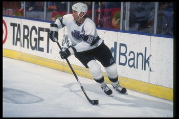 Defenseman Larry Robinson of the Los Angeles Kings moves down the ice during a game against the Winnipeg Jets at Winnipeg Arena in Winnipeg, Manitoba.
