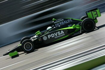 FORT WORTH, TX - JUNE 05:  E.J. Viso, driver of the #13 PDVSA HVM Racing Dallara Honda, practices for the IRL IndyCar Series Bombardier Learjet 550k on June 5, 2009 at Texas Motor Speedway in Fort Worth, Texas.  (Photo by Chris Trotman/Getty Images)