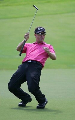 MEMPHIS, TN - JUNE 14:  Robert Allenby of Australia reacts to his missed birdie putt on the eighth green during the final round of the St. Jude Classic at TPC Southwind held on June 14, 2009 in Memphis, Tennessee.  (Photo by Michael Cohen/Getty Images)