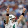 NASHVILLE, TN - NOVEMBER 23:  Quarterback Brett Favre #4 of the New York Jets celebrates on the field during the game against the Tennessee Titans at LP Field on November 23, 2008 in Nashville, Tennessee. (Photo by Kevin C. Cox/Getty Images)