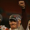 MIAMI - JANUARY 01:  Head coach Frank Beamer of the Virginia Tech Hokies celebrates after defeating the Cincinnati Bearcats to win the FedEx Orange Bowl at Dolphin Stadium on January 1, 2009 in Miami, Florida.  (Photo by Marc Serota/Getty Images)