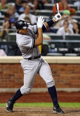 NEW YORK - JUNE 27:  Alex Rodriguez #13 of the New York Yankees bats against the New York Mets on June 27, 2009 at Citi Field in the Flushing neighborhood of the Queens borough of New York City.  (Photo by Jim McIsaac/Getty Images)