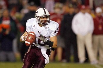 TUSCALOOSA, AL - NOVEMBER 15: Quarterback Tyson Lee #16 of the Mississippi State Bulldogs looks to pass the ball during the game against the Alabama Crimson Tide at Bryant-Denny Stadium on November 15, 2008 in Tuscaloosa, Alabama.  (Photo by Kevin C. Cox/