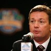 FORT LAUDERDALE, FL - JANUARY 07:  Head coach Bob Stoops of the Oklahoma Sooners speaks during the FedEx BCS Head Coaches Press Conference at Harbor Beach Marriott Resort & Spa on January 7, 2009 in Fort Lauderdale, Florida.  (Photo by Doug Benc/Getty Ima