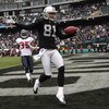 OAKLAND, CA - DECEMBER 21: Chaz Schilens #81 of the Oakland Raiders celebrates scoring a touchdown past Jacques Reeves #35 of the Houston Texans during an NFL game on December 21, 2008 at the Oakland-Alameda County Coliseum in Oakland, California.  (Photo