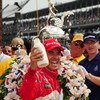 INDIANAPOLIS - MAY 24:  Helio Castroneves driver of the #3 Team Penske Dallara Honda celebrates in victory lane after winning the IRL IndyCar Series 93rd running of the Indianapolis 500 at the Indianapolis Motor Speedway on May 24, 2009 in Indianapolis, I