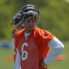 LAKE FOREST, IL - MAY 20: Jay Cutler #6 of the Chicago Bears watches during an organized team activity (OTA) practice on May 20, 2009 at Halas Hall in Lake Forest, Illinois. (Photo by Jonathan Daniel/Getty Images)