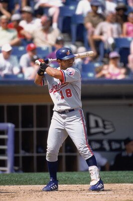 CHICAGO - JUNE 19:  Shortstop Orlando Cabrera #18 of the Montreal Expos waits for the pitch during the MLB game against the Chicago White Sox at Comiskey Park in Chicago, Illinois on June 9, 2002. The White Sox defeated the Expos 13-2. (Photo by Jonathan 