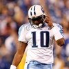 INDIANAPOLIS - DECEMBER 28:  Quarterback Vince Young #10 of the Tennessee Titans walks off the field during the game against the Indianapolis Colts at Lucas Oil Stadium December 28, 2008 in Indianapolis, Indiana.  (Photo by Jamie Squire/Getty Images)