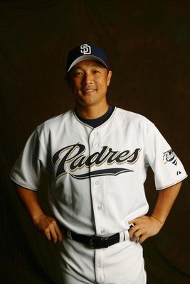 PEORIA, AZ - FEBRUARY 26:  Akinori Otsuka #16 of the San Diego Padres poses for a portrait during the San Diego Padres Photo Day at Peoria Stadium on February 26, 2005 in Peoria, Arizona. (Photo by Nick Laham/Getty Images)