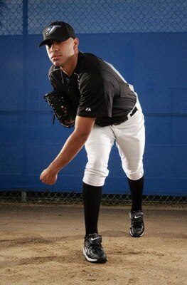 DUNEDIN, FL - FEBRUARY 25:  Ricky Romero of the Blue Jays poses for a portrait during the Toronto Blue Jays Photo Day at the Bobby Mattick Training Center on February 25, 2006 in Dunedin, Florida. (Photo by Nick Laham/Getty Images) 