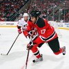 NEWARK, NJ - APRIL 23:  Mike Rupp #17 of the New Jersey Devils skates against the Carolina Hurricanes during Game Five of the Eastern Conference Quarterfinal Round of the 2009 NHL Stanley Cup Playoffs on April 23, 2009 at the Prudential Center in Newark, 