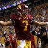 MINNEAPOLIS, MN - SEPTEMBER 08:  Eric Decker #7 of the Minnesota Golden Gophers celebrates his touchdown reception in the first overtime period against the Miami of Ohio Redhawks as Minnesota defeated Miami of Ohio 41-35 in triple overtime at the Metrodom