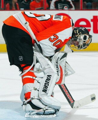 PHILADELPHIA - FEBRUARY 27:  Antero Niittymaki #30 of the Philadelphia Flyers skates against the Montreal Canadiens on February 27, 2009 at Wachovia Center in Philadelphia, Pennsylvania. The Habs defeated the Flyers 4-3 in overtime.  (Photo by Jim McIsaac