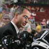 PHILADELPHIA - SEPTEMBER 22: Head coach John Stevens of the Philadelphia Flyers speaks to his team during the game against the New Jersey Devils on September 22, 2008 at the Wachovia Center in Philadelphia, Pennsylvania. The Flyers defeated the Devils 4-1