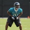 JACKSONVILLE, FL - MAY 1:  Cornerback Derek Cox #21 of the Jacksonville Jaguars sets on defense during a team mini-camp on May 1, 2009 on the practice fields at Jacksonville Municipal Stadium in Jacksonville, Florida.  (Photo by Al Messerschmidt/Getty Ima