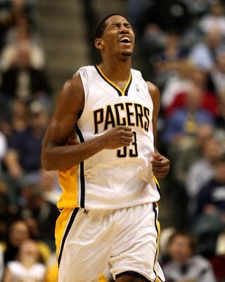 INDIANAPOLIS - NOVEMBER 10:  Danny Granger #33 of the Indiana Pacers reacts to a foul called on him ball during the NBA game against the Denver Nuggets at Conseco Fieldhouse November 10, 2007 in Indianapolis, Indiana. The Nuggets won 113-106. NOTE TO USER