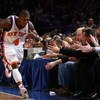 NEW YORK - FEBRUARY 23:  Nate Robinson #4 of the New York Knicks high-fives the crowd after scoring a basket against the Indiana Pacers at Madison Square Garden February 23, 2009 in New York City. NOTE TO USER: User expressly acknowledges and agrees that,