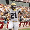 CHESTNUT HILL, MA - SEPTEMBER 6:  Running back Jonathan Dwyer #21 of the Georgia Tech Yellow Jackets celebrates in the end zone during their game against the Boston College Eagles on September 6, 2008 at Alumni Stadium in Chestnut Hill, Massachusetts. The
