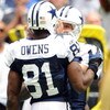 IRVING, TX - NOVEMBER 23:  Wide receiver Terrell Owens #81 of the Dallas Cowboys celebrates a touchdown with Tony Romo #9 during play against the San Francisco 49ers at Texas Stadium on November 23, 2008 in Irving, Texas.  (Photo by Ronald Martinez/Getty 