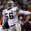 DENVER - NOVEMBER 23:  Derrick Burgess #56 of the Oakland Raiders rushes against the Denver Broncos during week 12 NFL action at Invesco Field at Mile High on November 23, 2008 in Denver, Colorado. Fargas rushed for 107 yards as the Raiders defeated the B