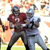 TAMPA, FL - DECEMBER 28: Defensive end Greyson Gunheim #97 of the Oakland Raiders sacks quarterback Jeff Garcia #7 of the Tampa Bay Buccaneers at Raymond James Stadium on December 28, 2008 in Tampa, Florida.  (Photo by Al Messerschmidt/Getty Images)