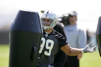 ALAMEDA, CA - MAY 08:  Matt Shaughnessy #99 of the Oakland Raiders runs drills during the Raiders minicamp at the team's permanent training facility on May 8, 2009 in Alameda, California.  (Photo by Ezra Shaw/Getty Images)
