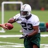 FLORHAM PARK, NJ - MAY 02:  Shonn Greene #23 of the New York Jets practices during minicamp on May 2, 2009 at the Atlantic Health Jets Training Center in Florham Park, New Jersey.  (Photo by Jim McIsaac/Getty Images)