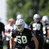 ALAMEDA, CA - MAY 08:  Slade Norris #58 of the Oakland Raiders runs drills during the Raiders minicamp at the team's permanent training facility on May 8, 2009 in Alameda, California.  (Photo by Ezra Shaw/Getty Images)