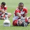 TEMPE, AZ - MAY 2 :  Chris Wells #26 of the Arizona Cardinals stretches during a team minicamp at the team training facility on May 2, 2009 in Tempe, Arizona.  (Photo by Jonathan Willey/Getty Images)