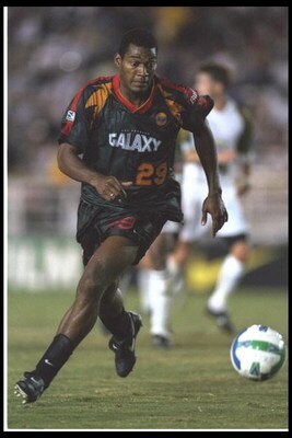 5 Sep 1996:  Eduardo Hurtado of the Los Angeles Galaxy moves the ball during an MLS game against the Colorado Rapids at the Rose Bowl in Pasadena, California.  The Rapids won the game, 1-0. Mandatory Credit: Stephen Dunn  /Allsport