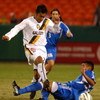 KANSAS CITY, MO - NOVEMBER 5:  Forward Carlos Ruiz #20 of the Los Angeles Galaxy runs over defender Jose Burciaga Jr. #6 of the Kansas City Wizards during the Major League Soccer Western Conference final on November 5, 2004 at Arrowhead Stadium in Kansas 