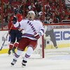 WASHINGTON - APRIL 18: Ryan Callahan #24 of the New York Rangers scores at 7:44 of the first period against the Washington Capitals during Game Two of the Eastern Conference Quarterfinal Round of the 2009 NHL Stanley Cup Playoffs at Verizon Center on Apri