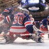 NEW YORK - APRIL 26:  Henrik Lundqvist #30 of the New York Rangers tends net against the Washington Capitals during Game Six of the Eastern Conference Quarterfinal Round of the 2009 NHL Stanley Cup Playoffs at Madison Square Garden on April 26, 2009 in Ne