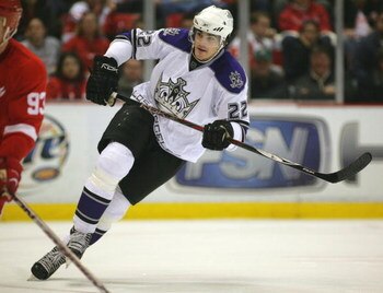 DETROIT,MI - FEBRUARY 7:  Brian Boyle #22 of the Los Angeles Kings skates in a game against the Detroit Red Wings on February 7, 2008 at the Joe Louis Arena in Detroit, Michigan. The Kings defeated the Red Wings 5-3. (Photo by Claus Andersen/Getty Images)